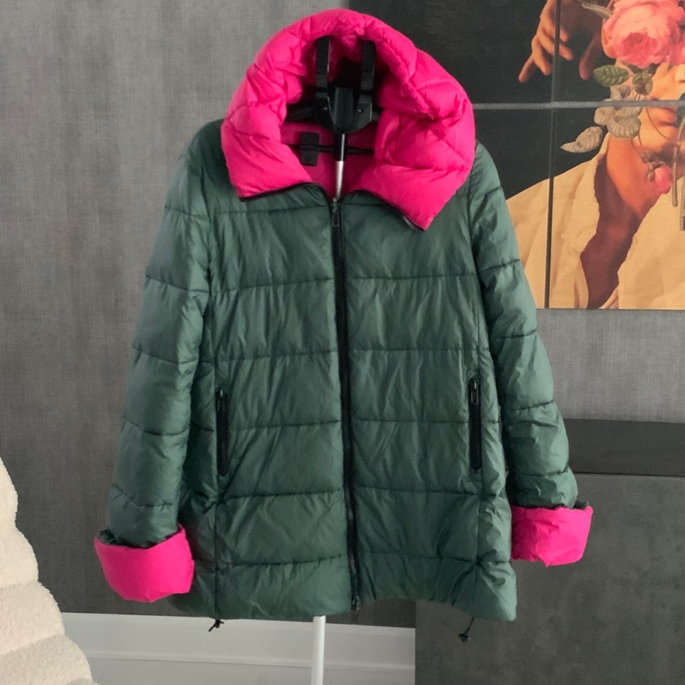 Liviana Conti Green and Pink Women's Puffer Jacket - 48/ US 10